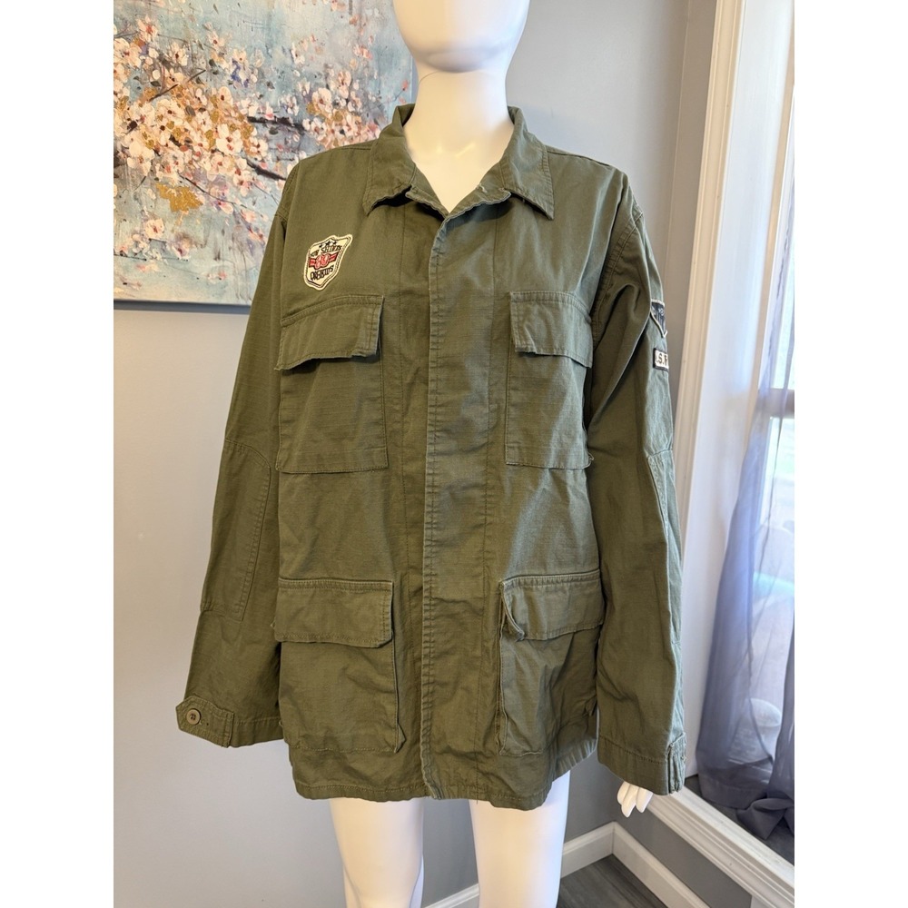 Love In Women's Green Military Style‎ Army Green Embroidered Patches Jacket L